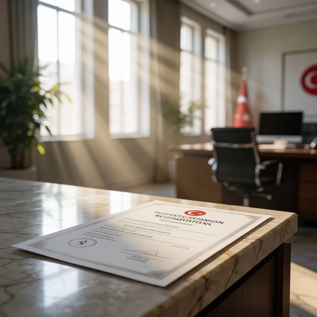 Travertine masasında imzalanan resmi belge