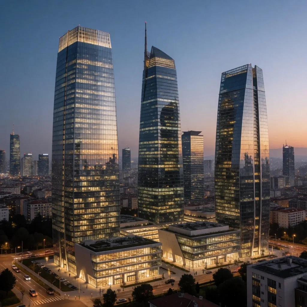 İstanbul Levent finans bölgesi akşam manzarası