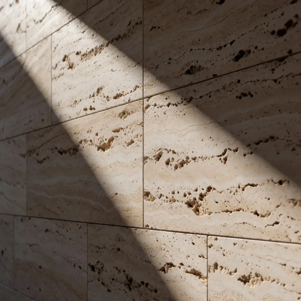 Travertine taş duvar mimari detayı
